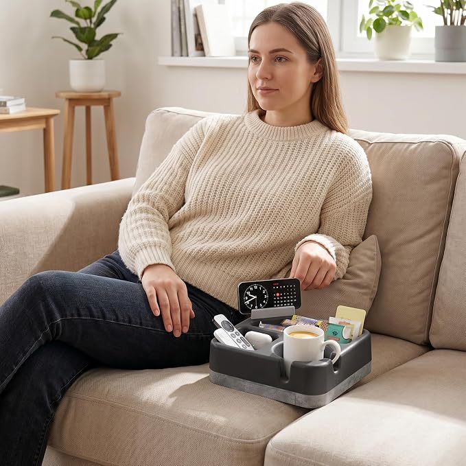 Couch Cup Holder Tray Couch Cup Holder Pillow Soft Sofa Caddy Drink Holder - Image 2
