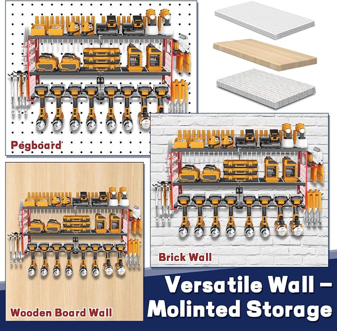 Power Tool Organizer Wall Mount, 300Lbs Load 3 Layer Heavy Duty Metal Tool Shelf - Image 6
