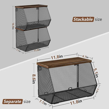 Stackable Fruit Basket for Kitchen Countertop Space Saving, Wall Mounted Mesh - Image 6