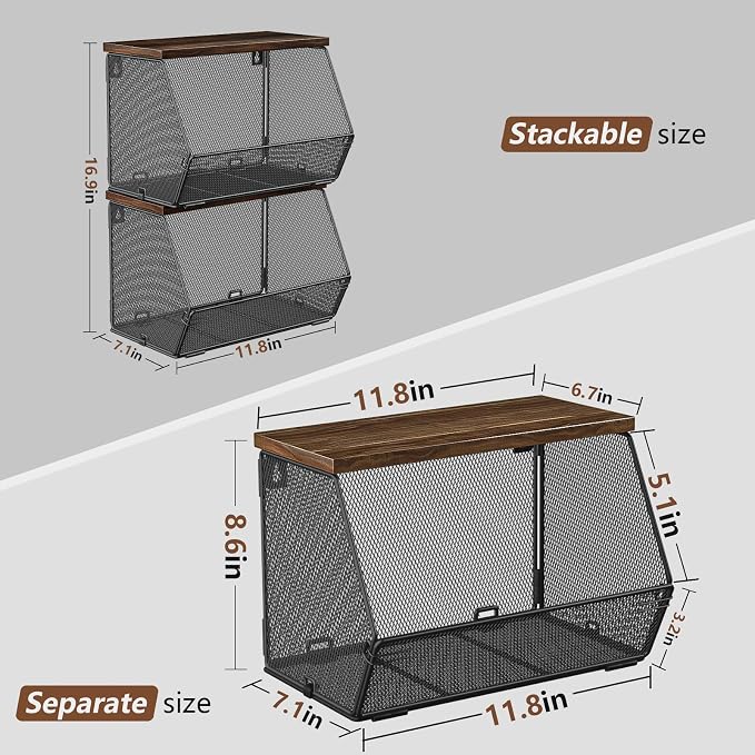 2 Tier Fruit Basket for Kitchen Counter, Stackable Onion and Potato Storage - Image 6