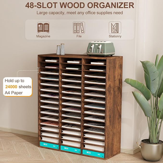 TQVAI Literature Organizer, Heavy Duty 48 Compartments Countertop Mail Organizer - Image 4