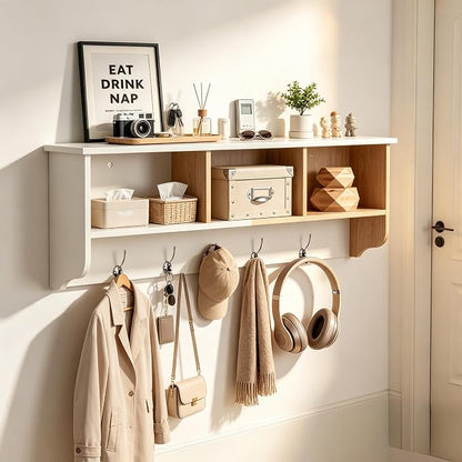 38.6inch Wall Mounted Entryway wooden Coat Rack - Image 3