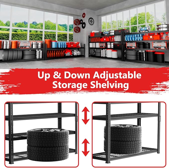Storage Shelves 4PCS, Garage Shelving Heavy Duty 2640LBS Capacity, 4 Tier - Image 6