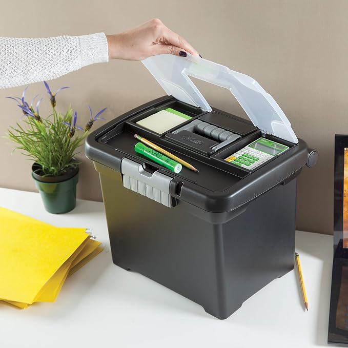 Sterilite Portable File Box, Letter File Storage Bin - Image 4