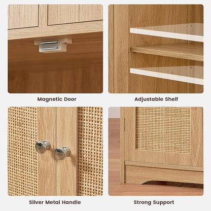 Iwell Tall Storage Cabinet, Rattan Cabinet - Image 9