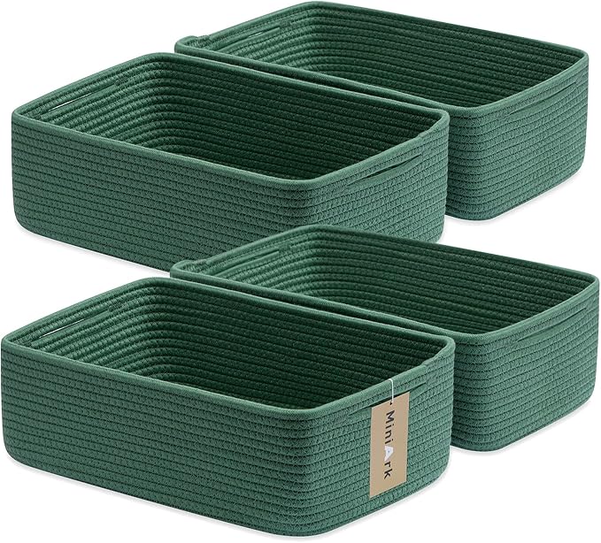 Large Shallow Organizing Baskets 15x11x5.1 Inches by MiniArkStorageBasketsHome