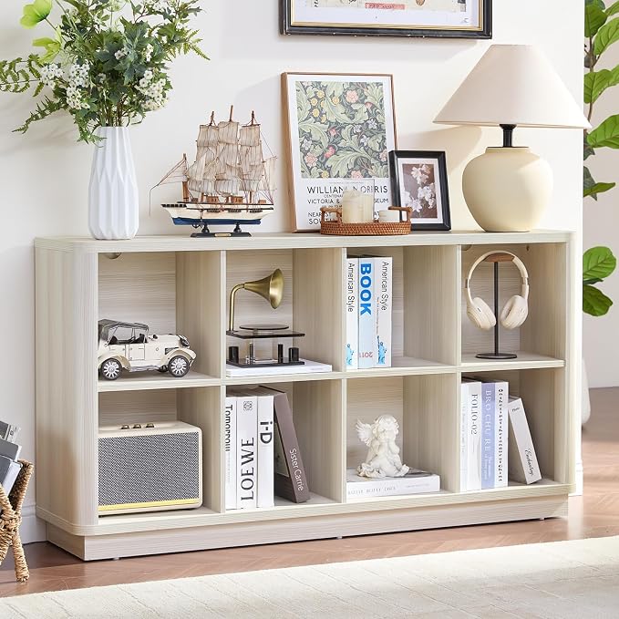8 Cube Storage Bookcase, Wooden Floor Standing 2-Tier Cubby Console Bookshelf by Joaxswe