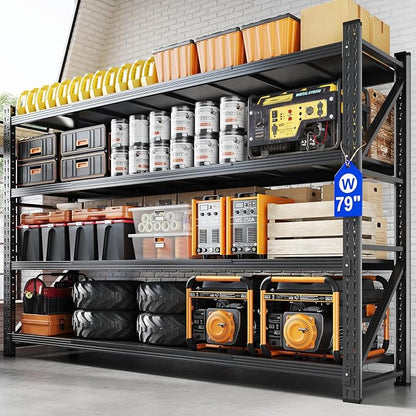 Yizosh 79" W Metal Garage Storage Shelves, 7000LBS Heavy Duty 4-Shelf by Yizosh