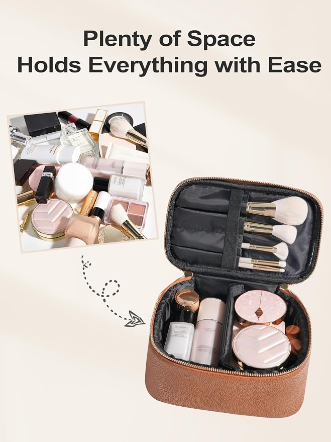 Cosmetic Bag, ROWNYEON Makeup Bag, Portable Makeup Train Case, Travel Toiletry - Image 2