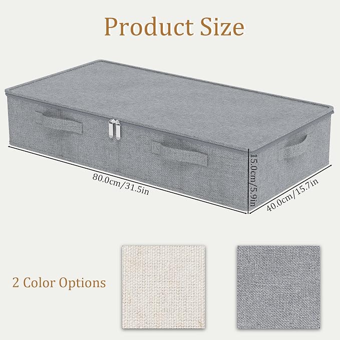 Underbed Storage Bin, Foldable Under Bed Flat Baskets Organizer, Container boxes - Image 6