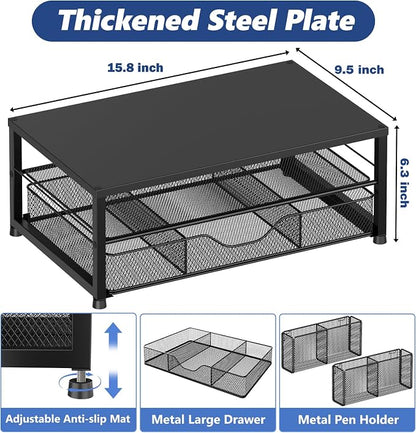 OPNICE Desk Organizer and Accessories, 2-Tier Computer Monitor Stand Riser - Image 3