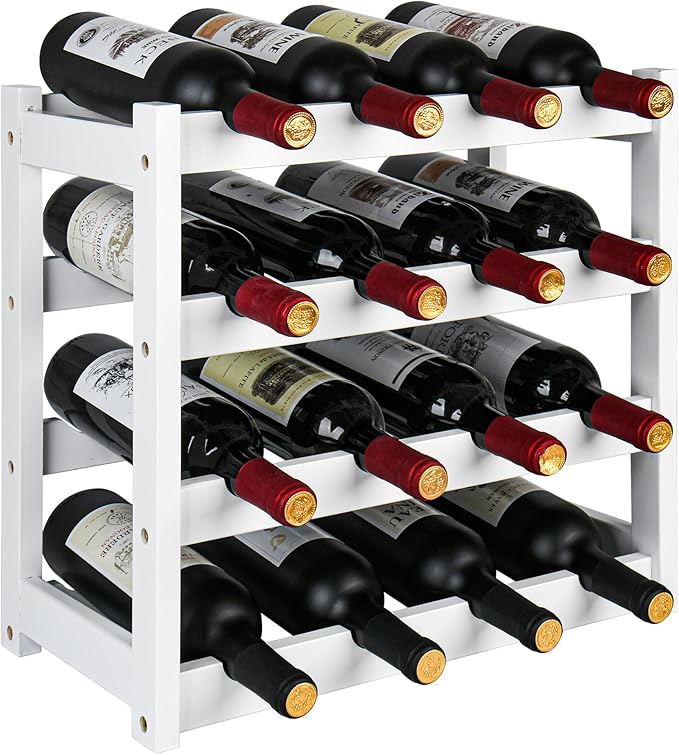 VASMIA Wine Rack, 4-Tier Bamboo Wine Racks Countertop, Sturdy and Durable Wine by VASMIA