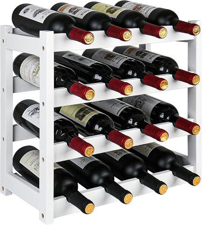 VASMIA Wine Rack, 4-Tier Bamboo Wine Racks Countertop, Sturdy and Durable Wine by VASMIA