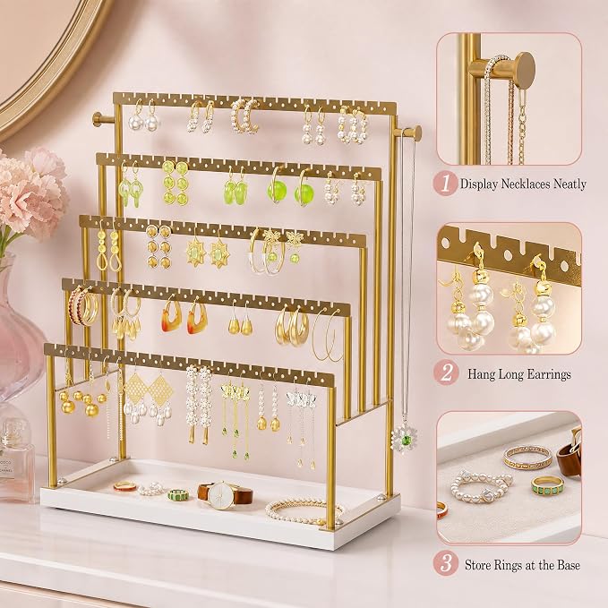 Large 5 Tier Earring Organizer and Holder, jewelry organizer stand, elegant - Image 3