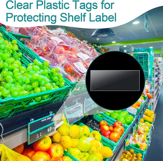 Leinuosen 2000 Pcs Clear Plastic Tags Bulk Shelf Price Tag Label Holders - Image 5
