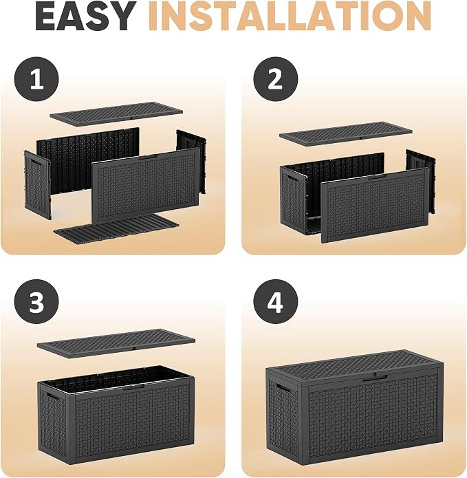 EasyUp 110 Gallon Deck Boxes Outdoor Waterproof, Resin Outside Storage Box - Image 6