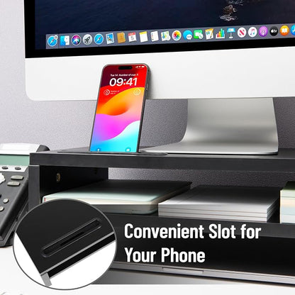 Mind Reader Monitor Stand with Phone Slot and Storage Shelf, Desktop Riser - Image 5