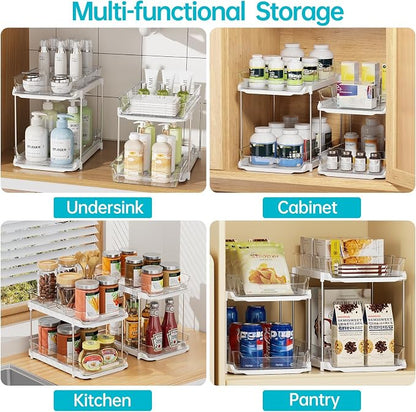Delamu 4 Pack 2-Tier Bathroom Under Sink Organizers and Storage, Pull Out Clear - Image 7