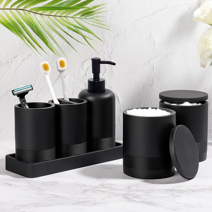 Bathroom Accessories Set, 6-Piece Bathroom Accessory Set, Toothbrush Holders Set - Image 2