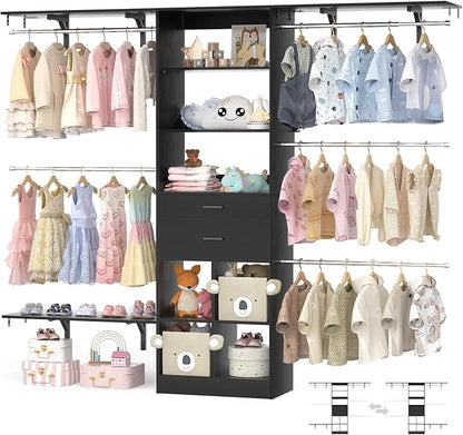 Closet System - 4.75-8FT Closet Organizer System by Besiost