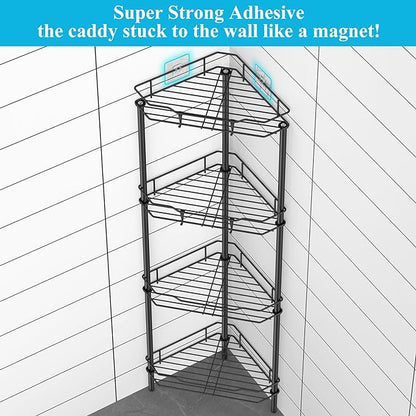 HuggieGems 4 Tier Floor Standing Corner Shower Caddy Organizer Shelf - Image 2