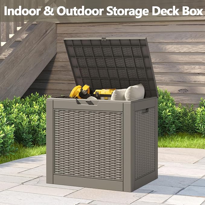 Deck Box, 31 Gallon Resin Outdoor Storage Box, Waterproof and UV Resistant - Image 6