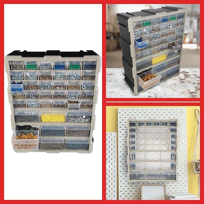 Stalwart 39-Drawer Plastic Small Parts Organizer, or Wall Storage Drawers - Image 7