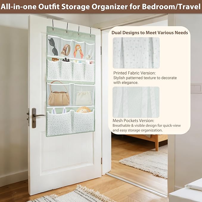 2 Pack- 12 Pocket Over Door Hanging Storage Organizer - Image 7