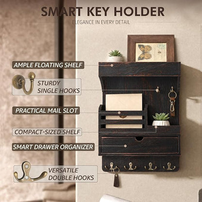Rebee Vision Pine Wood Key Holder Wall Mount - Image 5