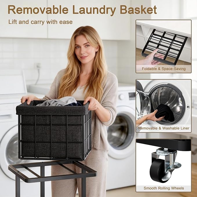 120L Vertical Rolling Laundry Hamper - Image 4