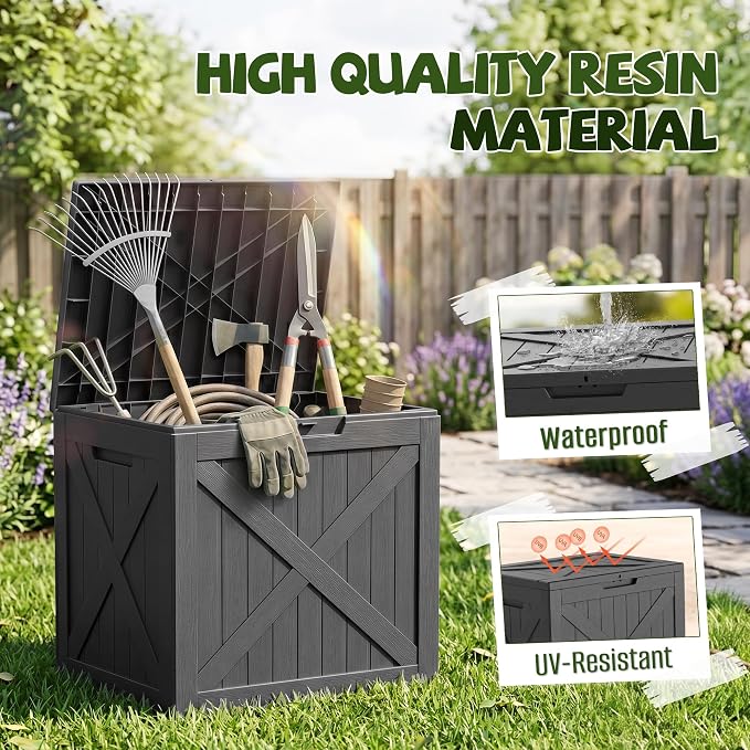 40 Gallon Waterproof Resin Deck Box, Outdoor Lockable Toy Storage Box Container - Image 5