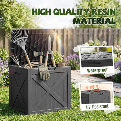 40 Gallon Waterproof Resin Deck Box, Outdoor Lockable Toy Storage Box Container - Image 5