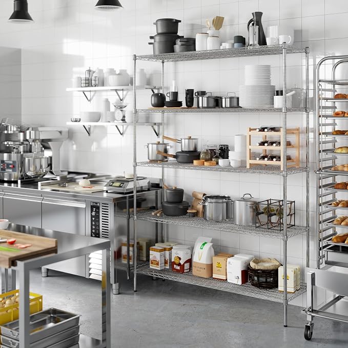 18" Deep x 60" Wide x 86" Height Wire Shelving Kit | 5-Tier | NSF Commercial - Image 7