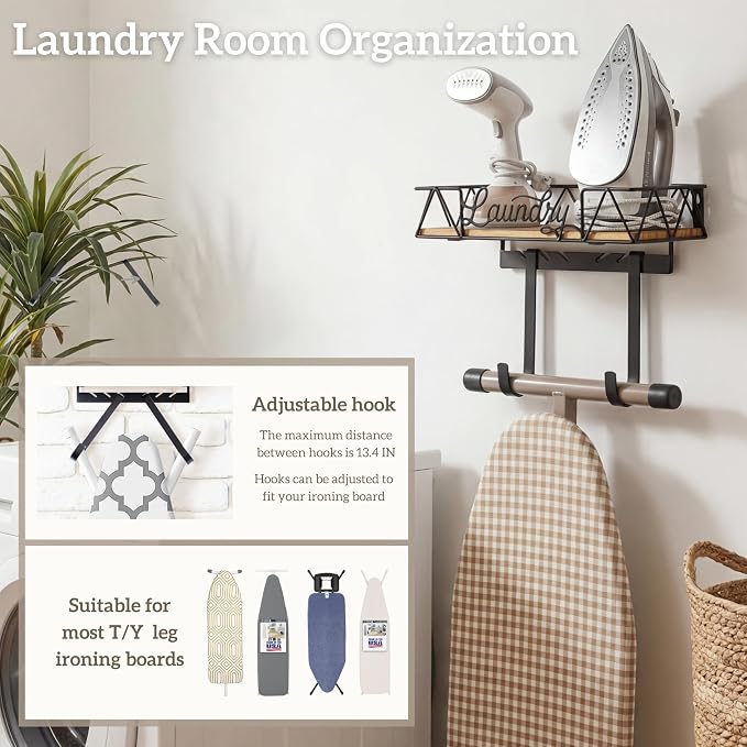 PERFNIQUE Ironing Board Holder Wall Mount, Ironing Board Hanger, Iron Board - Image 4
