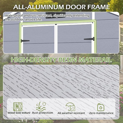 8 x 10 FT Resin Outdoor Storage Shed, All-Weather Plastic Tool Shed - Image 6