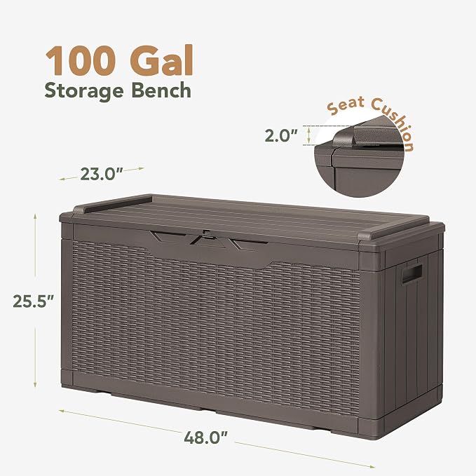 Flamaker Deck Box 98 Gallon Waterproof Resin Storage Box - Image 4