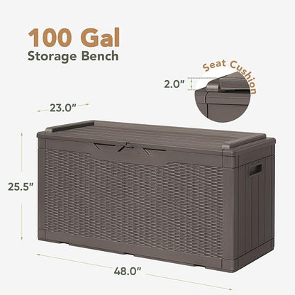 Flamaker Deck Box 98 Gallon Waterproof Resin Storage Box - Image 4
