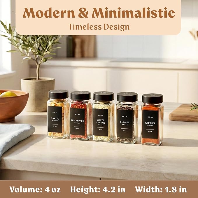 EDELHAUS Square Glass Spice Jars - Image 2
