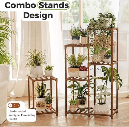 Bamworld Plant Stand Indoor Corner Plant Shelf Wood Plant Holder - Image 2