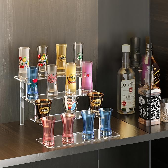 WINKINE Acrylic Display Shelves, Perfume Stand, 4 Tier Figurine Riser Shelf - Image 2