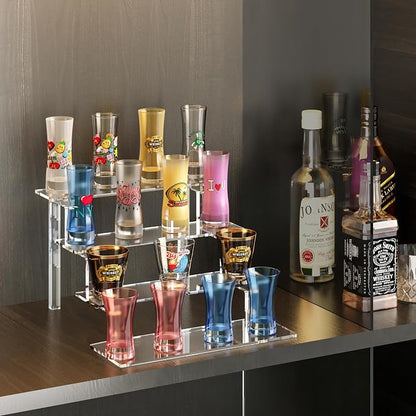 WINKINE Acrylic Display Shelves, Perfume Stand, 4 Tier Figurine Riser Shelf - Image 2