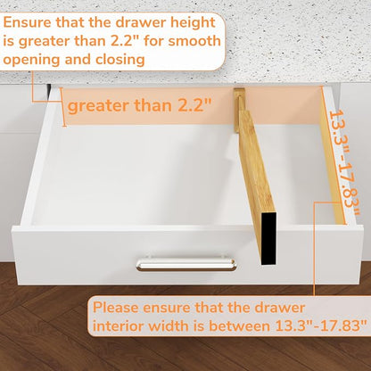 BAMEOS Bamboo Expandable Drawer Dividers – Fits 13.3"–19" Drawers, Bathroom - Image 3
