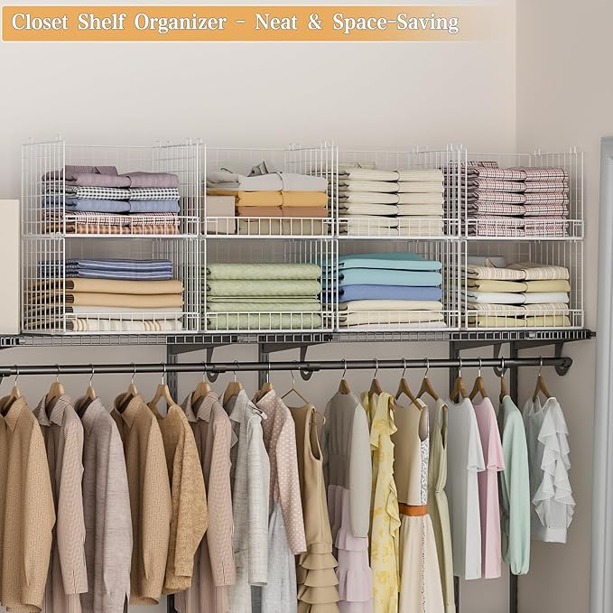 Closet Organizers and Storage Basket- 3-Tier Stackable Storage Bins, Foldable - Image 2