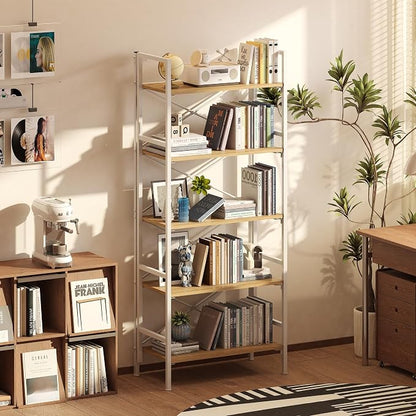 Folding Bookshelf, 5 Tier Bookcase Foldable Shelf - Image 2