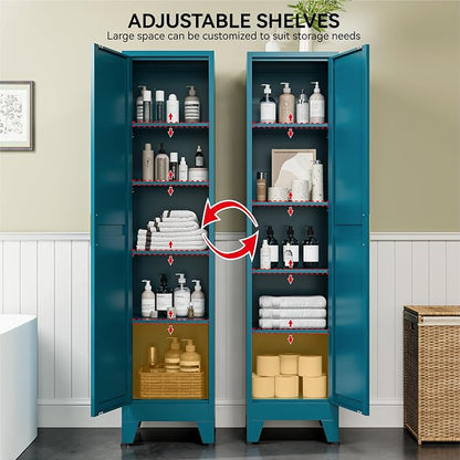 COFaR 67" Metal Narrow Storage Cabinet, Peacock Blue Slim Storage Cabinet - Image 5