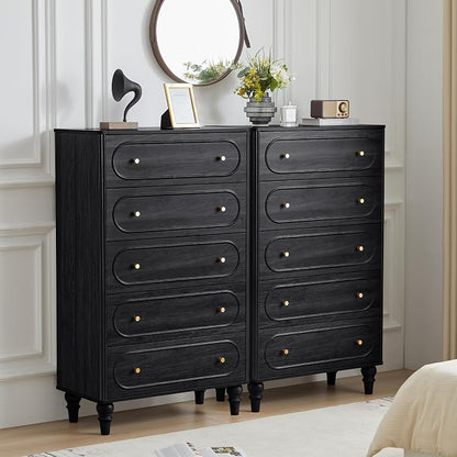 ORRD 5 Drawer Fluted Dresser for Bedroom, Mid Century Modern Chest of Drawers - Image 8