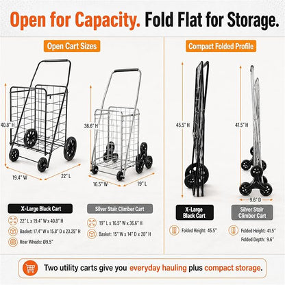 Wellmax 2-Pack Shopping Utility Cart - Image 7