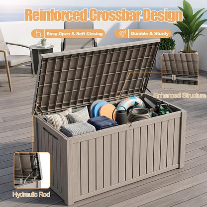 230 Gallon Outdoor Storage Box, Large Resin Deck Box, Waterproof Lockable - Image 5