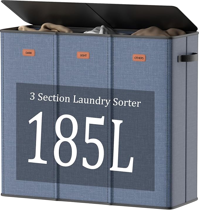 185L Laundry Hamper 3 Section by Fuonsyn