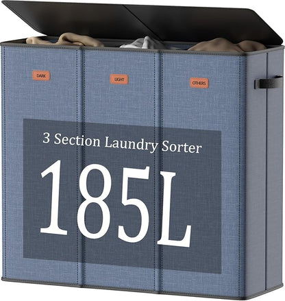 185L Laundry Hamper 3 Section by Fuonsyn